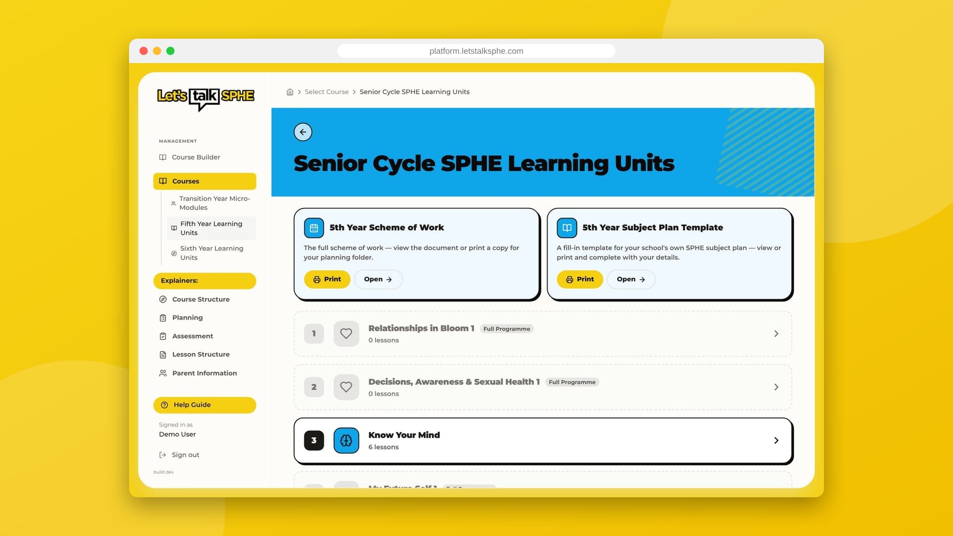 Let's Talk SPHE platform units